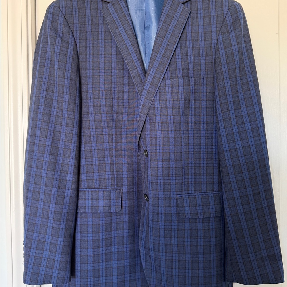 London Fog Men's Navy Checkered Blazer 42R